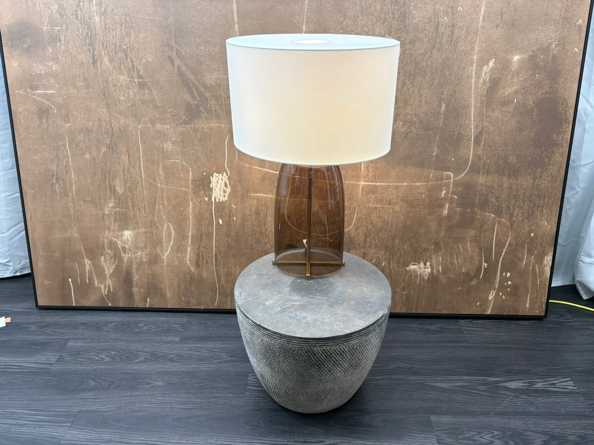 RH Blom Amber Glass Table Lamp Lacquered Burnished Brass | 30" | Jonathan Browning Scandinavian Design