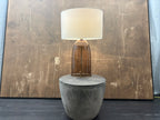 RH Blom Amber Glass Table Lamp Lacquered Burnished Brass | 30" | Jonathan Browning Scandinavian Design