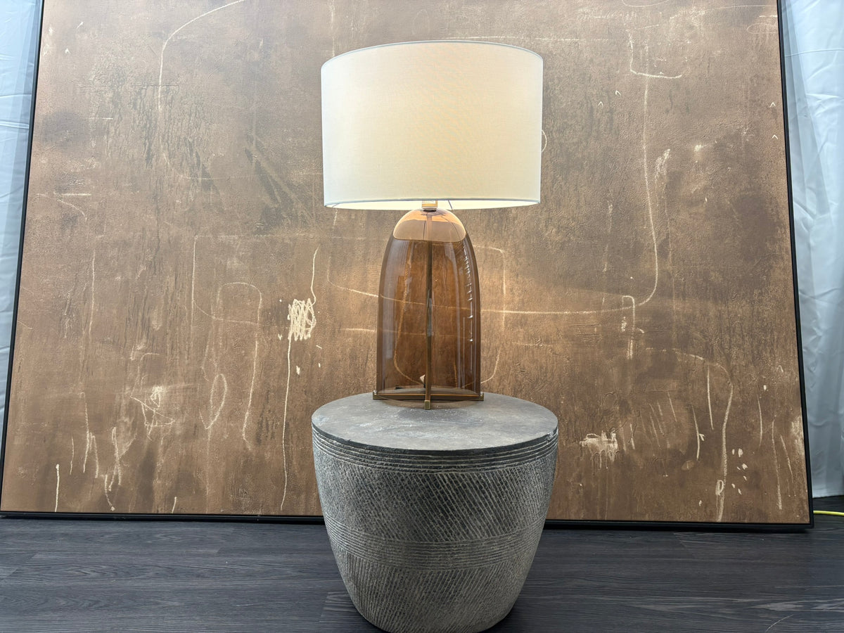 RH Blom Amber Glass Table Lamp Lacquered Burnished Brass | 30" | Jonathan Browning Scandinavian Design