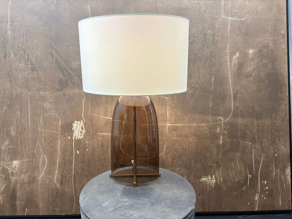 RH Blom Amber Glass Table Lamp Lacquered Burnished Brass | 30" | Jonathan Browning Scandinavian Design