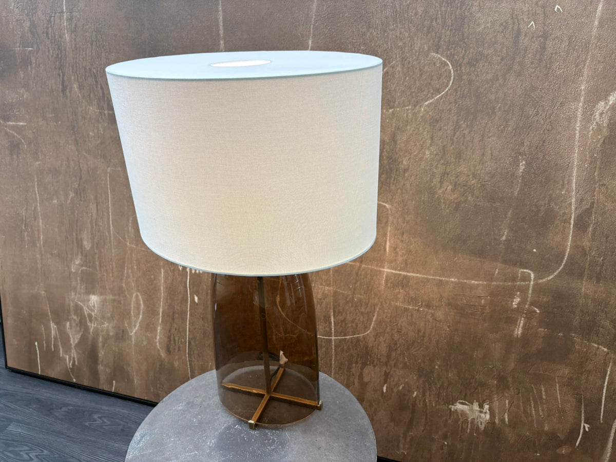 RH Blom Amber Glass Table Lamp Lacquered Burnished Brass | 30" | Jonathan Browning Scandinavian Design