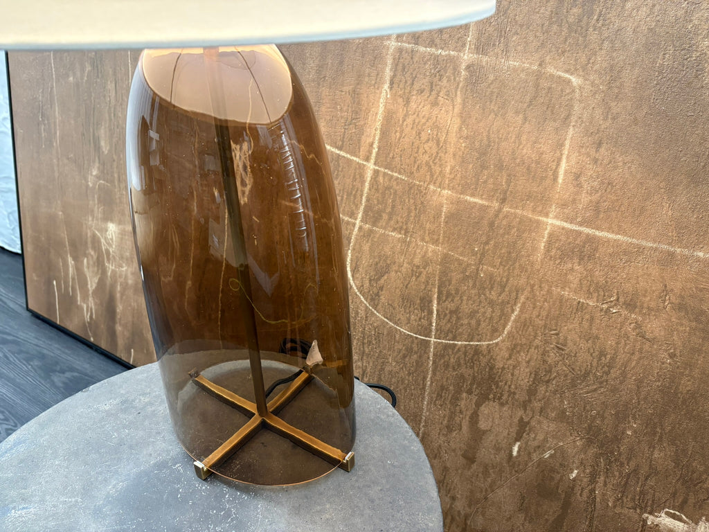 RH Blom Amber Glass Table Lamp Lacquered Burnished Brass | 30" | Jonathan Browning Scandinavian Design