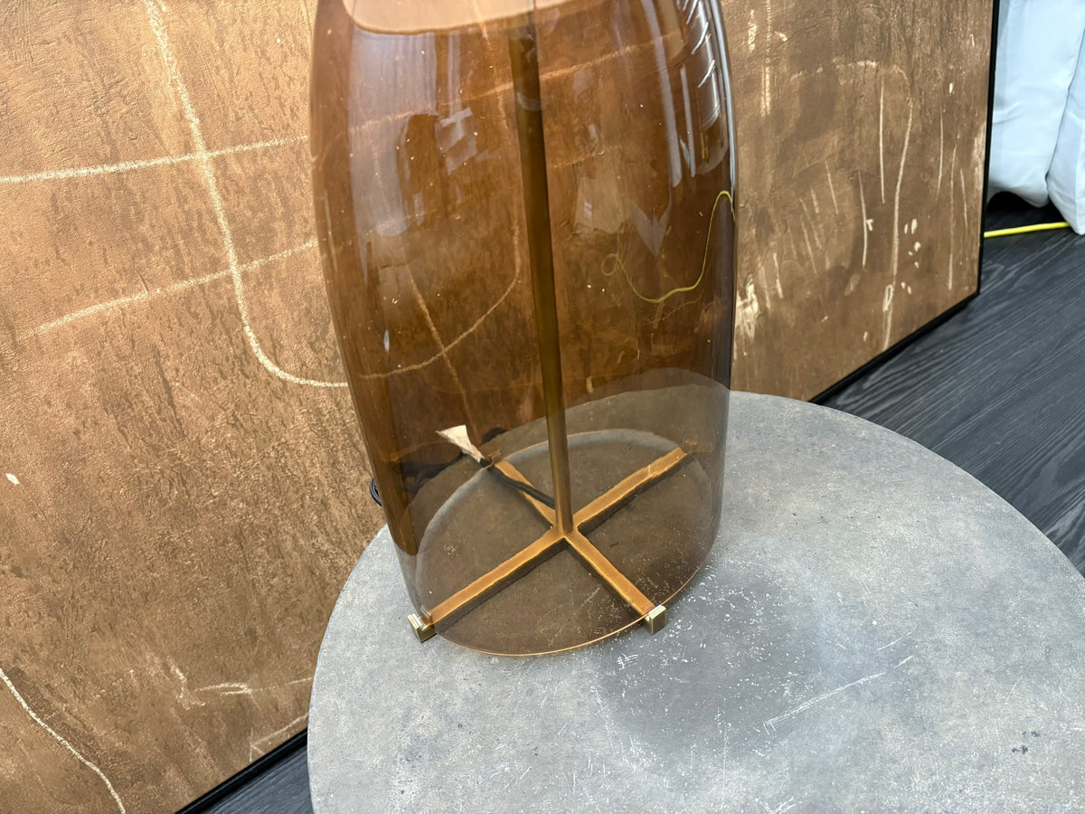 RH Blom Amber Glass Table Lamp Lacquered Burnished Brass | 30" | Jonathan Browning Scandinavian Design