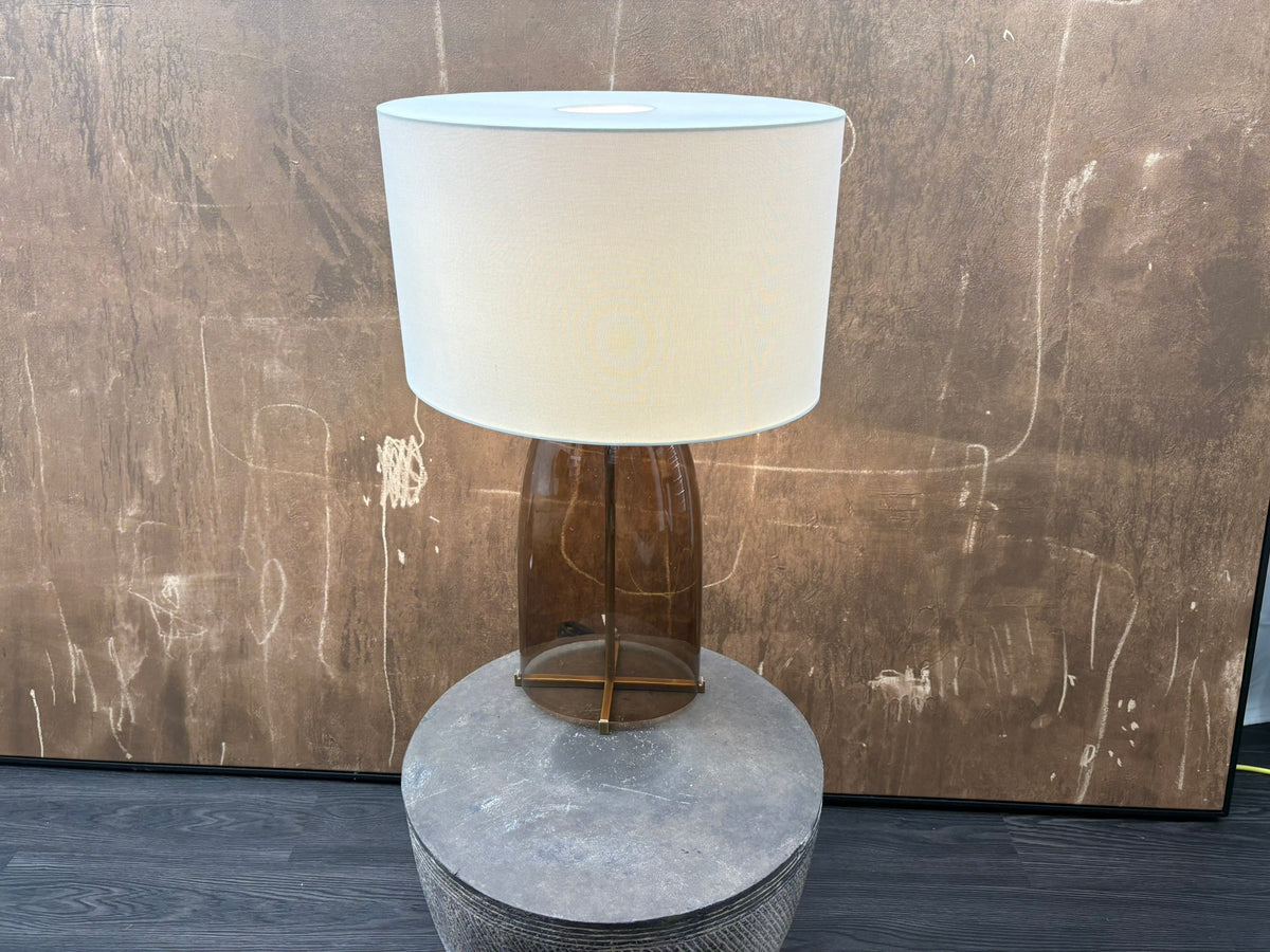 RH Blom Amber Glass Table Lamp Lacquered Burnished Brass | 30" | Jonathan Browning Scandinavian Design