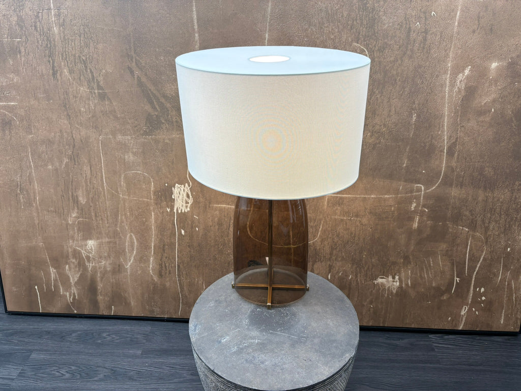 RH Blom Amber Glass Table Lamp Lacquered Burnished Brass | 30" | Jonathan Browning Scandinavian Design