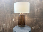 RH Blom Amber Glass Table Lamp Lacquered Burnished Brass | 30" | Jonathan Browning Scandinavian Design