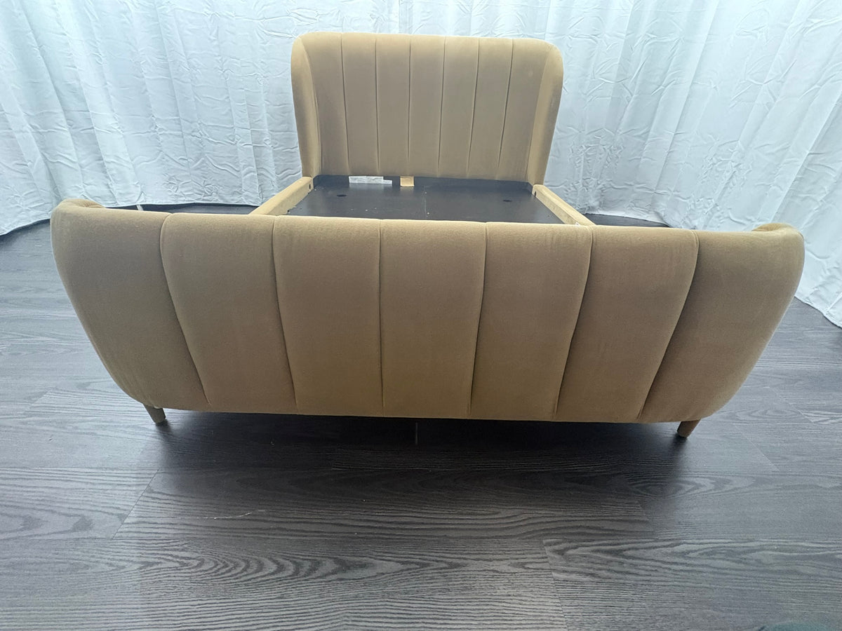 RH Valentina Upholstered Bed — Queen | Camel Performance Velvet