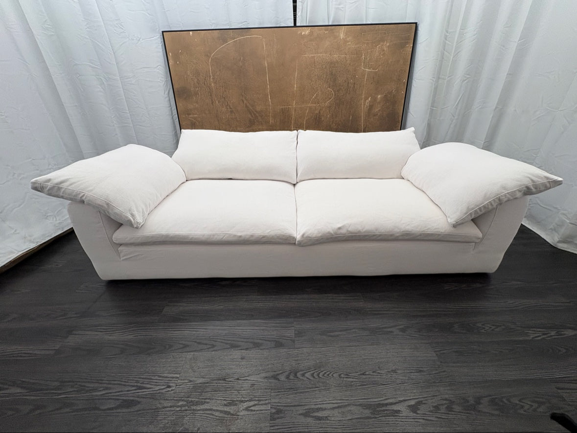 RH Cloud 9' Luxe Sofa — 2-Cushion | Perennials Performance Textured Linen Weave | White