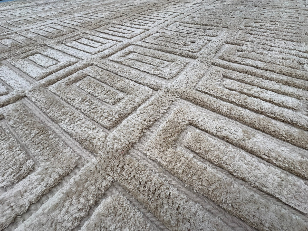 RH Rajouri Silk & Wool Rug – 9' × 12' Sand | Hand-Knotted Silk & Wool | Hand-Carved | Made in Nepal