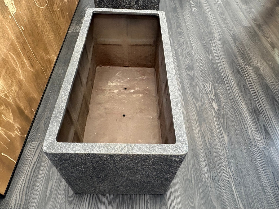 RH Paxos Square Planter – Size F 39½"W × 19½"D × 19½"H | Carbon | Set of 2 | Upscale Staging