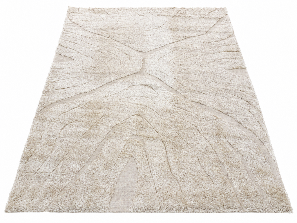RH Tarras Wool Rug – 10' × 14' Wheat | 100% Hand-Spun Wool | Hand-Knotted | Sculptural High-Low Texture