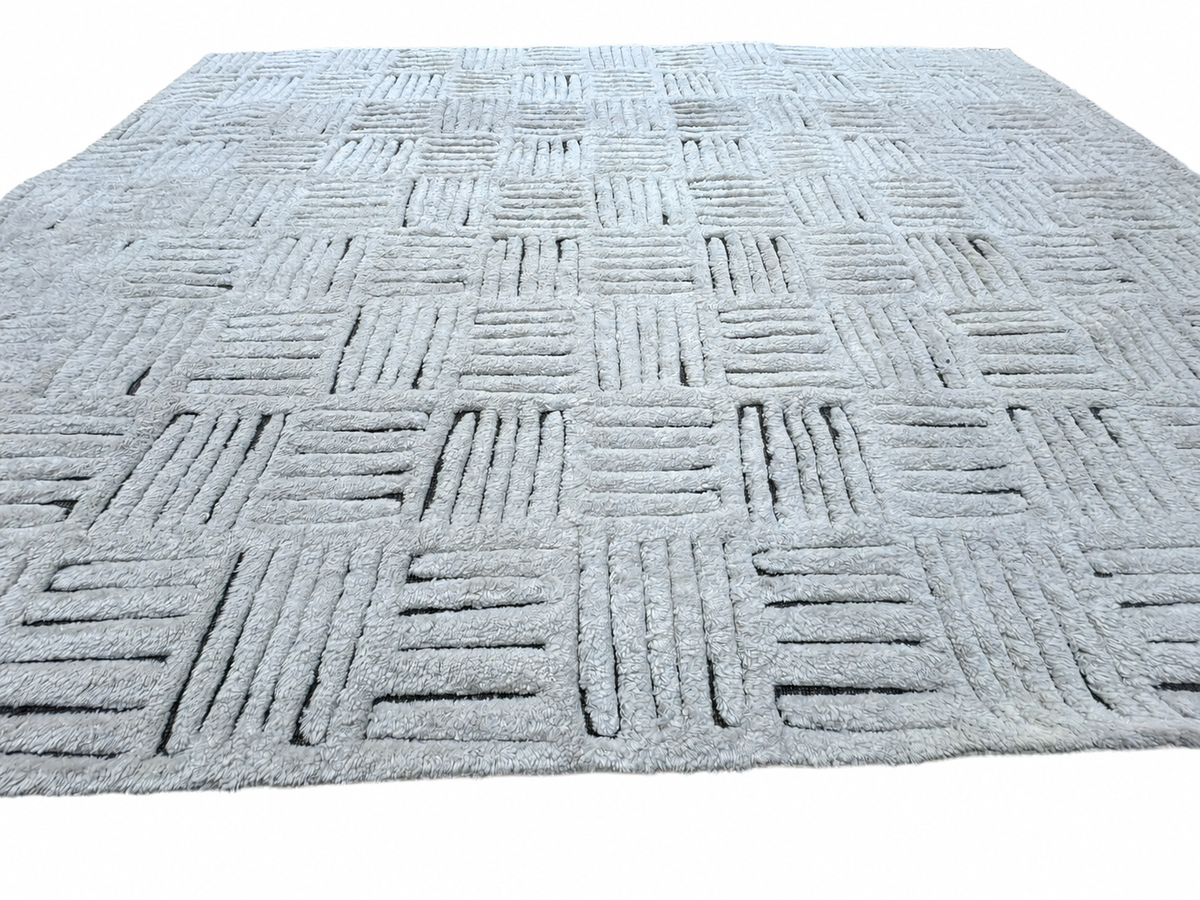 RH Basanti Rug – 9' × 12' Marled Ivory/Charcoal | Hand-Knotted Wool Blend | Contemporary Himalayan-Inspired Design (Rug 2)