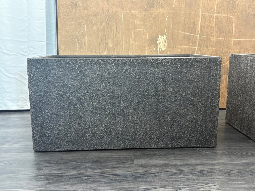 RH Paxos Square Planter – Size F 39½"W × 19½"D × 19½"H | Carbon | Set of 2 | Upscale Staging