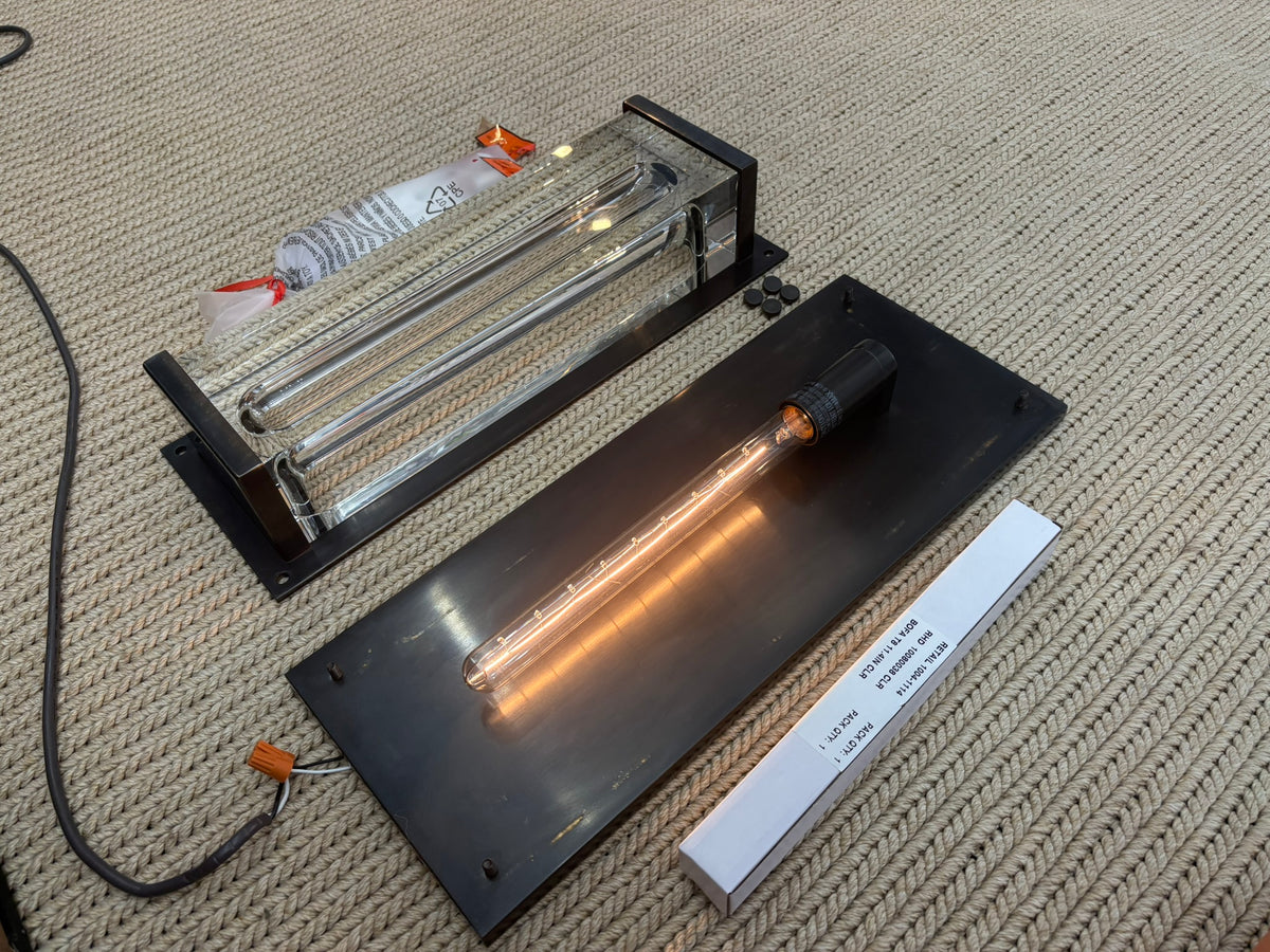 RH Savile Grand Rectangular Sconce Bronze | K9 Crystal Glass & Sand-Cast Brass | Designed by Jonathan Browning