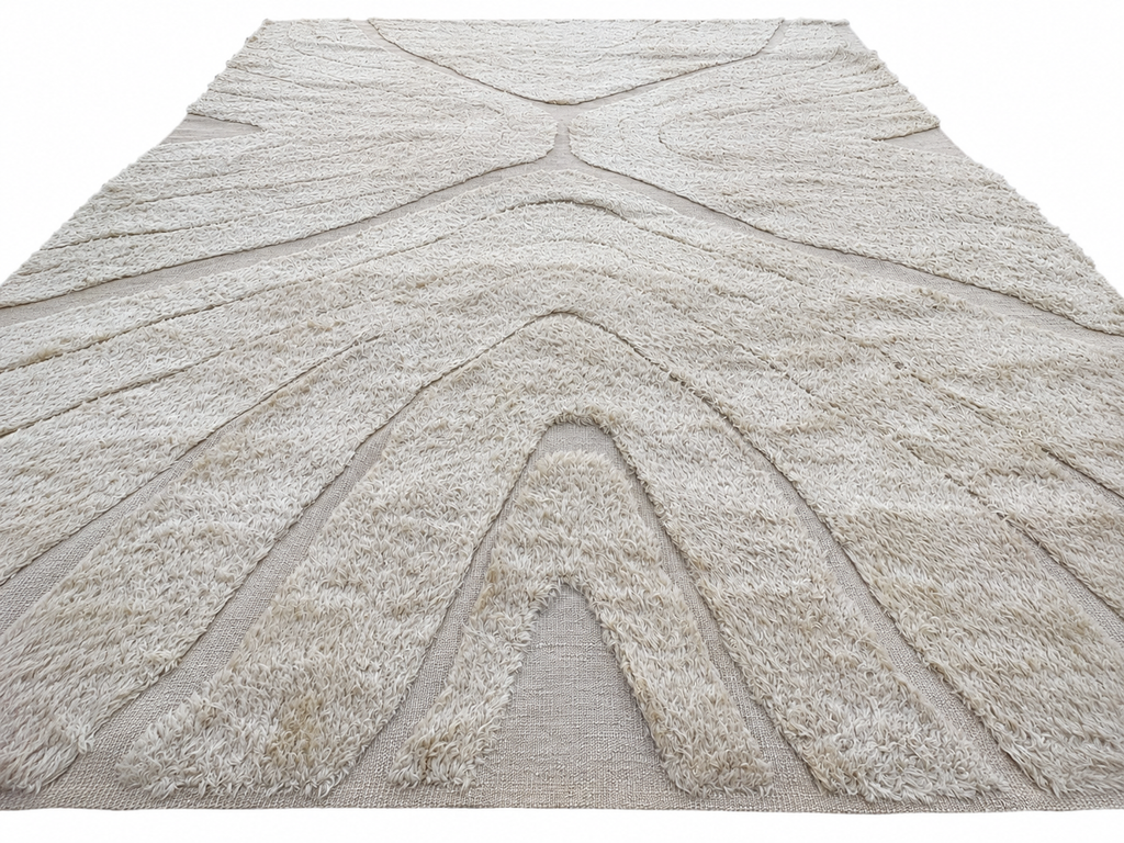 RH Tarras Wool Rug – 10' × 14' Wheat | 100% Hand-Spun Wool | Hand-Knotted | Sculptural High-Low Texture