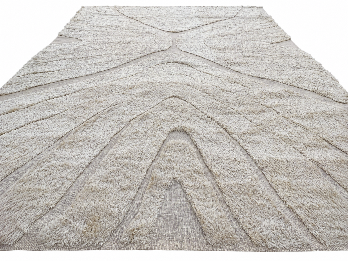 RH Tarras Wool Rug – 10' × 14' Wheat | 100% Hand-Spun Wool | Hand-Knotted | Sculptural High-Low Texture