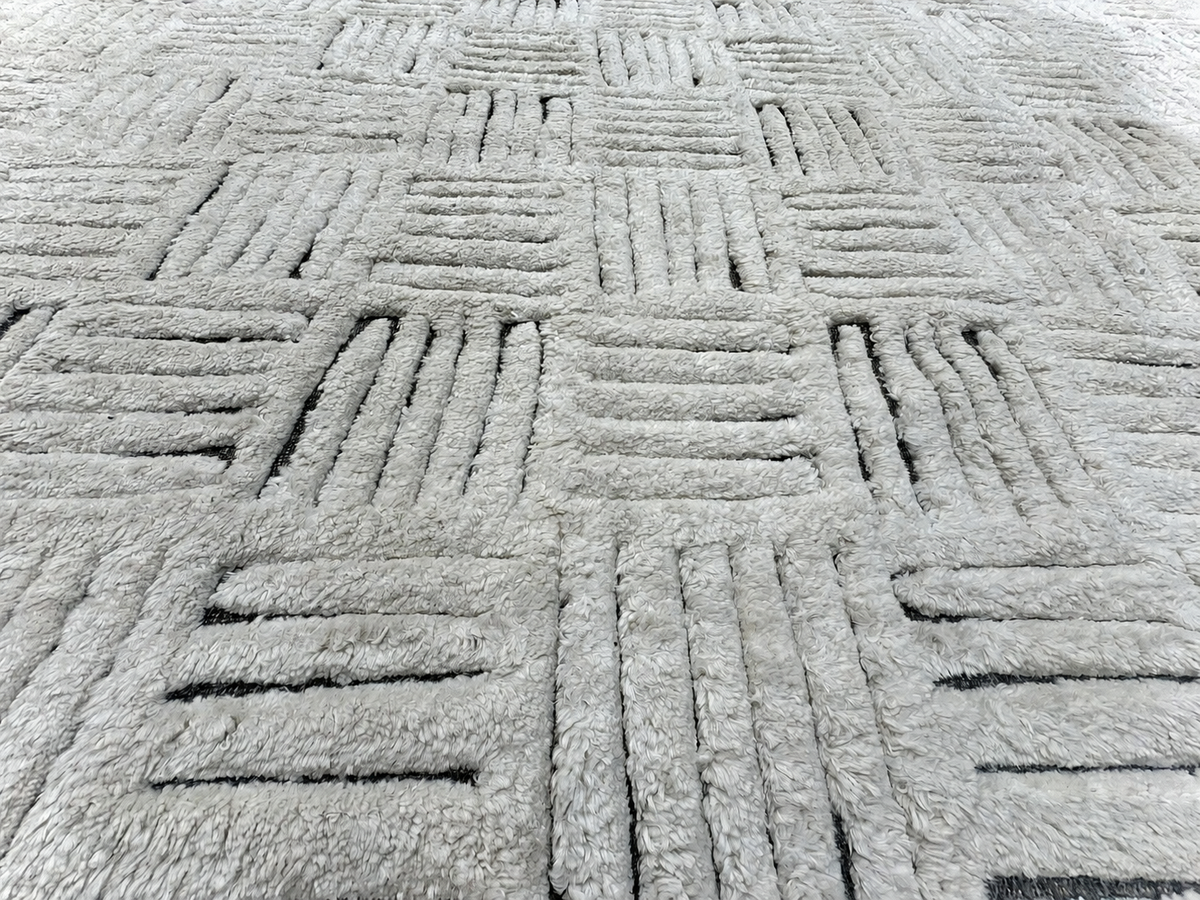 RH Basanti Rug – 9' × 12' Marled Ivory/Charcoal | Hand-Knotted Wool Blend | Contemporary Himalayan-Inspired Design (Rug 2)