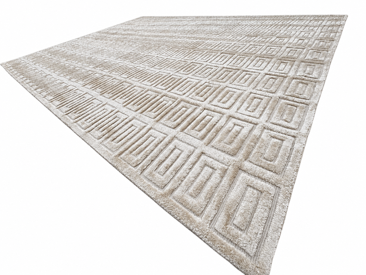 RH Rajouri Silk & Wool Rug – 9' × 12' Sand | Hand-Knotted Silk & Wool | Hand-Carved | Made in Nepal