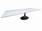 RH Aero Stone Rectangular Dining Table – 120" | Italian Carrara Marble Top | Cast Iron Pedestal Base