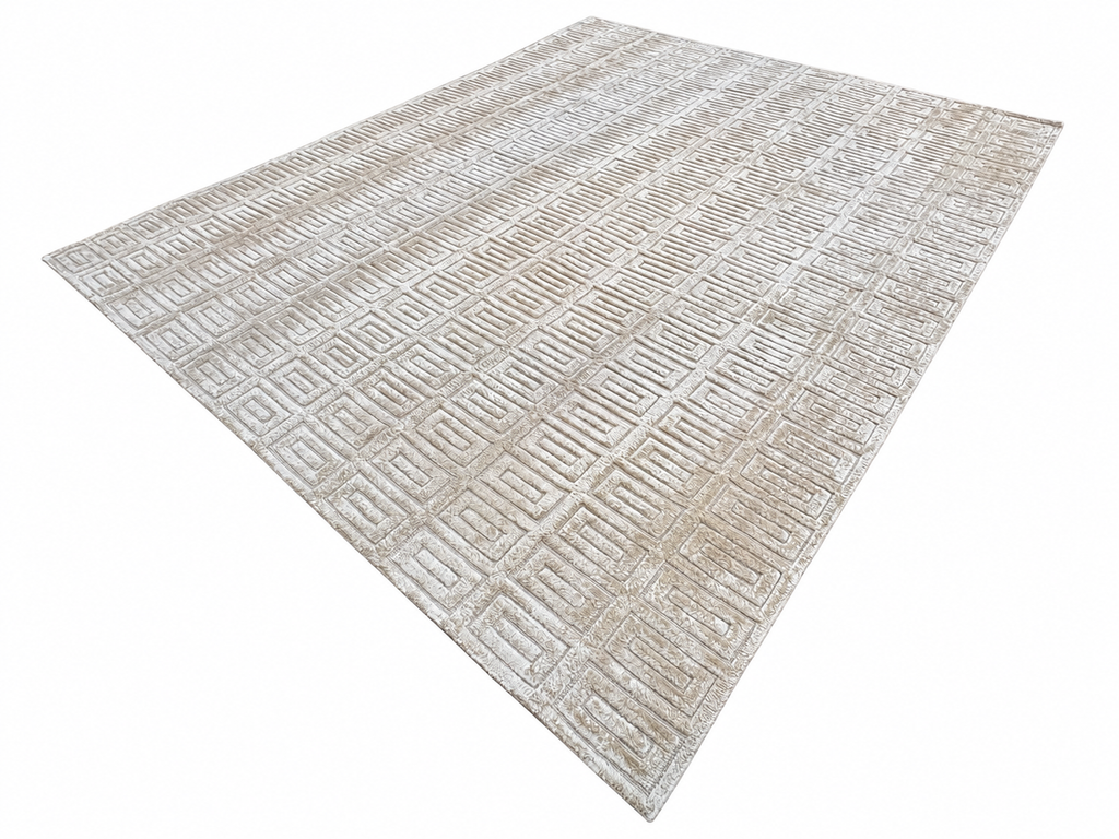 RH Rajouri Silk & Wool Rug – 9' × 12' Sand | Hand-Knotted Silk & Wool | Hand-Carved | Made in Nepal
