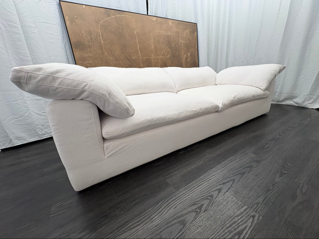 RH Cloud 9' Luxe Sofa — 2-Cushion | Perennials Performance Textured Linen Weave | White