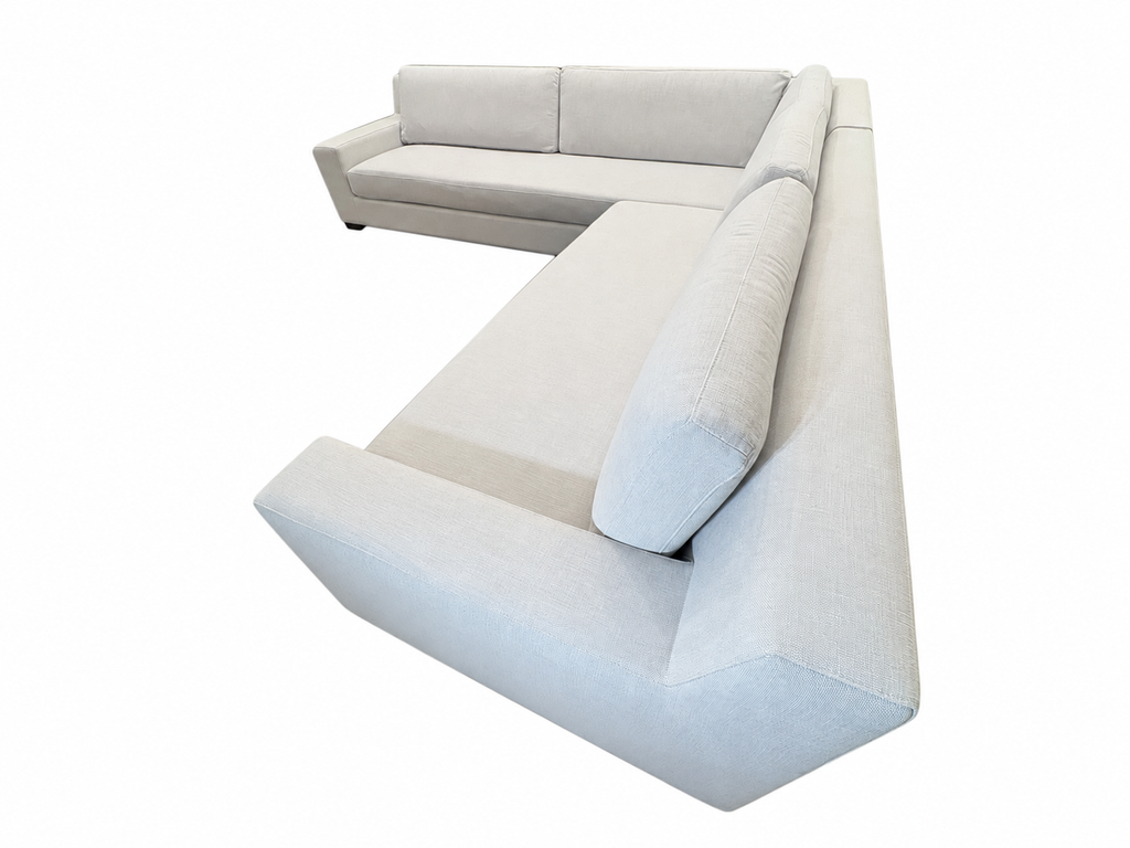 RH Modena Track Arm Left-Arm Bench-Cushion L-Sectional – Perennials Performance Textured Linen Weave in Mist