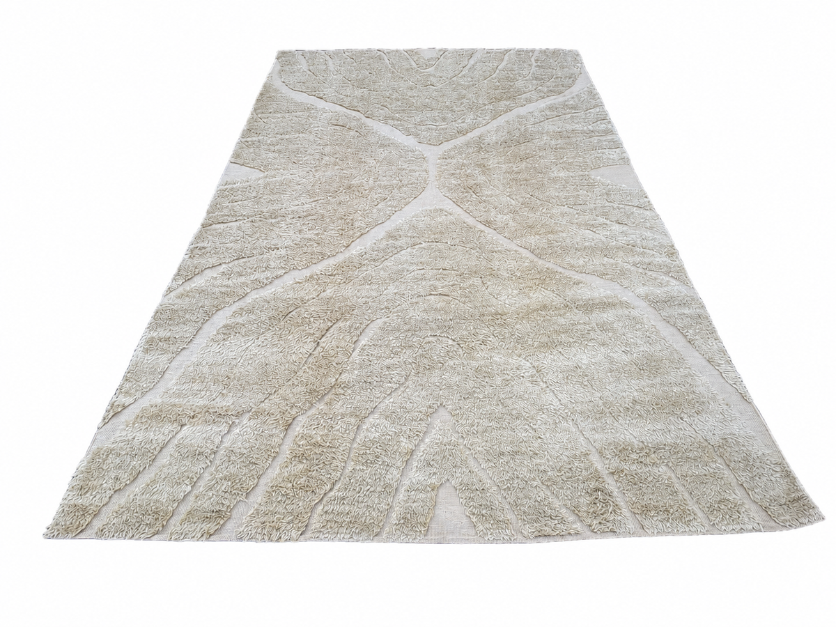 RH Tarras Wool Rug – 10' × 14' Wheat | 100% Hand-Spun Wool | Hand-Knotted | Sculptural High-Low Texture