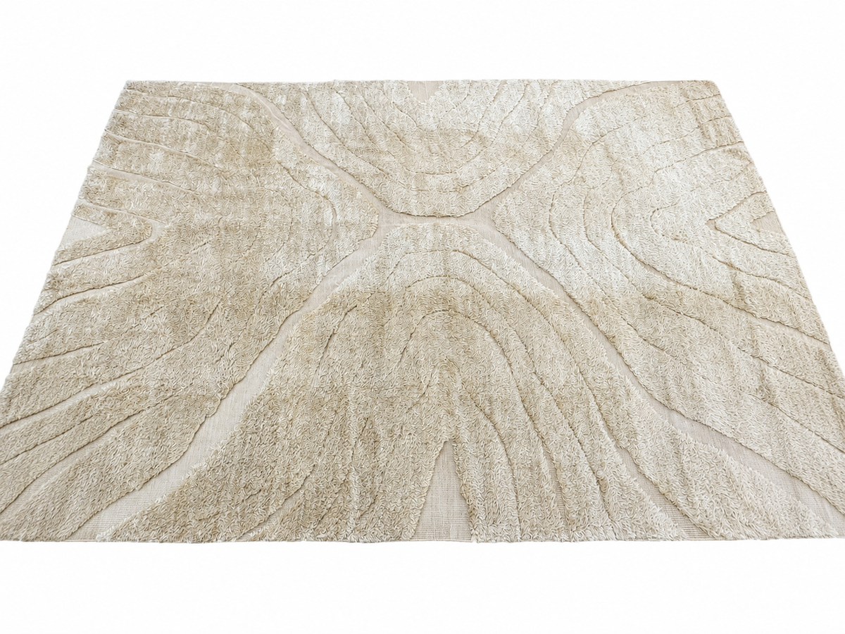 RH Tarras Wool Rug – 10' × 14' Wheat | 100% Hand-Spun Wool | Hand-Knotted | Sculptural High-Low Texture