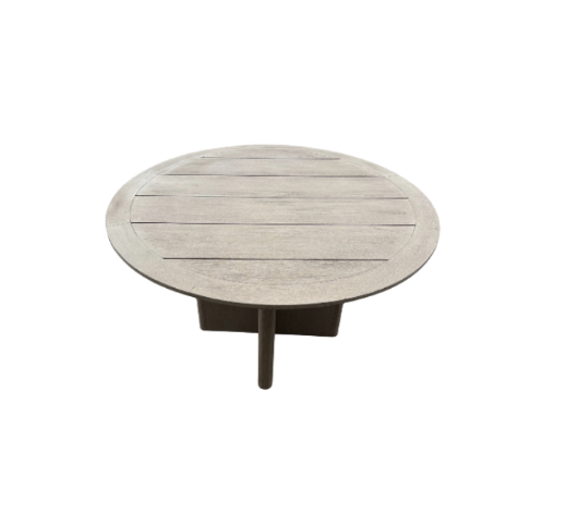 RH Balmain Round Teak Dining Table – 48" Weathered Teak Finish