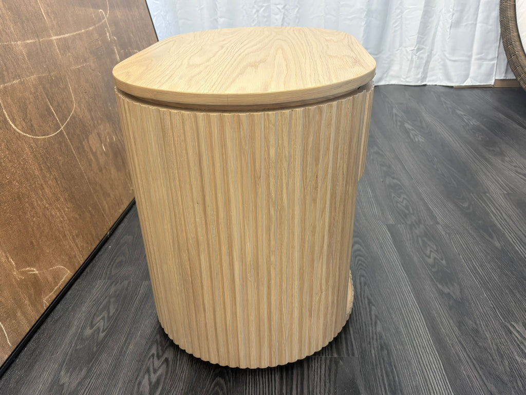 RH Byron Open Nightstand – 32" Light Oak | American White Oak | Reeded Detail | Soft-Close Drawer