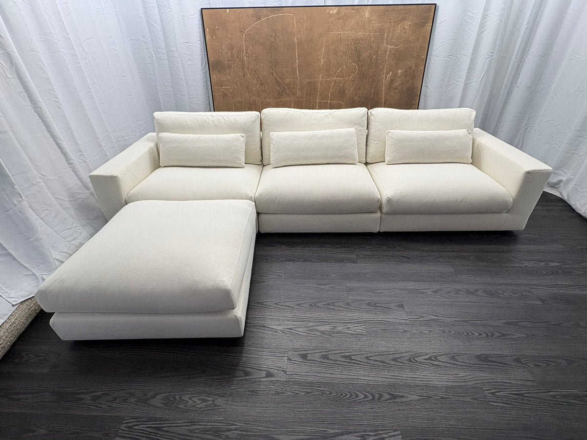 RH Lugano Modular 4-Piece Sectional | Italy | Down | Performance Linen Weave – Natural