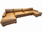 RH Maxwell Leather U-Chaise Sectional – 8' Armless Sofa with Dual Luxe Chaises in Italian Berkshire Leather (Chestnut)