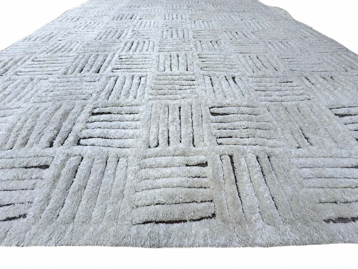 RH Basanti Rug – 9' × 12' Marled Ivory/Charcoal | Hand-Knotted Wool Blend | Contemporary Himalayan-Inspired Design (Rug 2)
