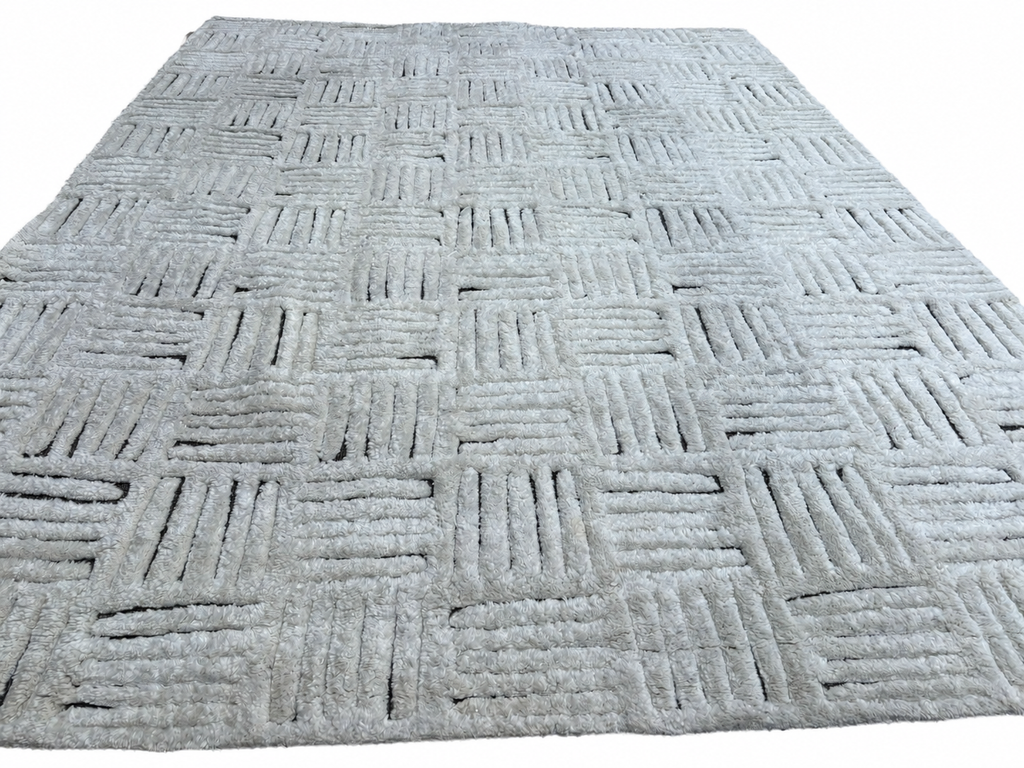 RH Basanti Rug – 9' × 12' Marled Ivory/Charcoal | Hand-Knotted Wool Blend | Contemporary Himalayan-Inspired Design (Rug 2)