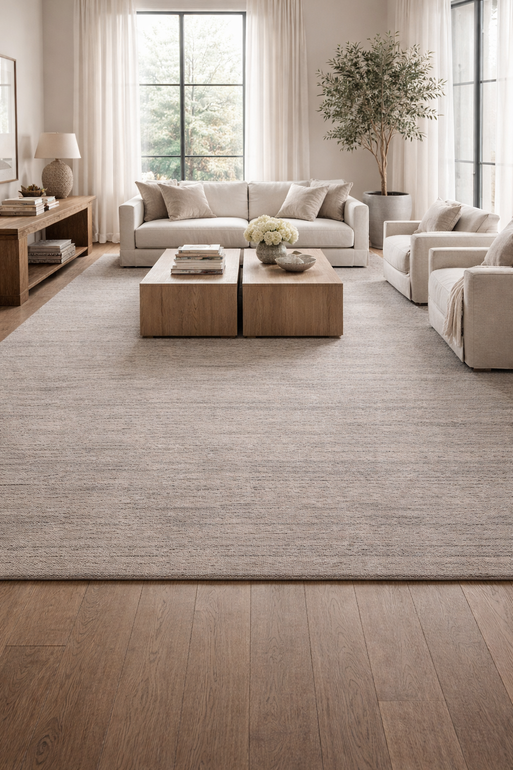 RH Amara Wool Rug – Marled Light Grey (8x10)