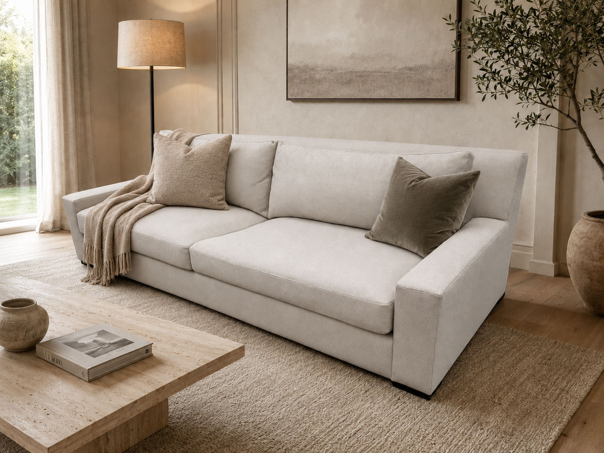 RH Restoration Hardware Parisian Track Arm 2-Cushion Sofa
9' | Luxe 44" Depth | Down-Feather Fill | Holland & Sherry Wool Twill | Dove