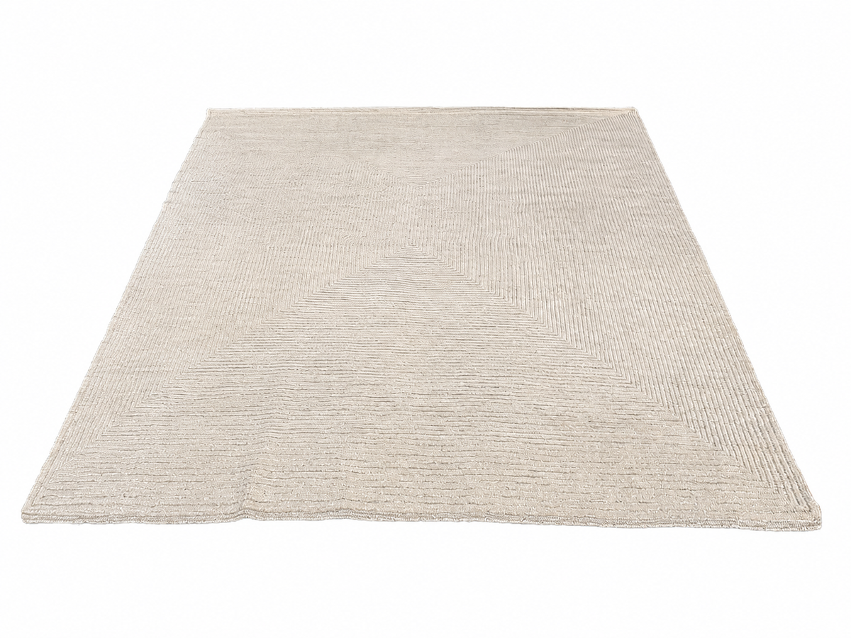 RH Ellipse Wool Rug – 10' × 14' Cream | Hand-Knotted | Sculptural High-Low Texture