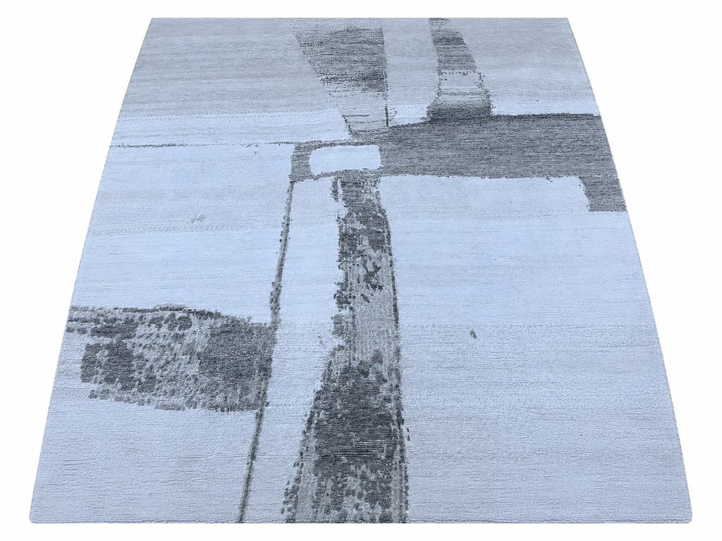 RH Nihal Wool Rug – 10' × 14' Multi Grey | 100% Hand-Spun Wool | Hand-Knotted | Abstract Geometric Design | Made in Nepal