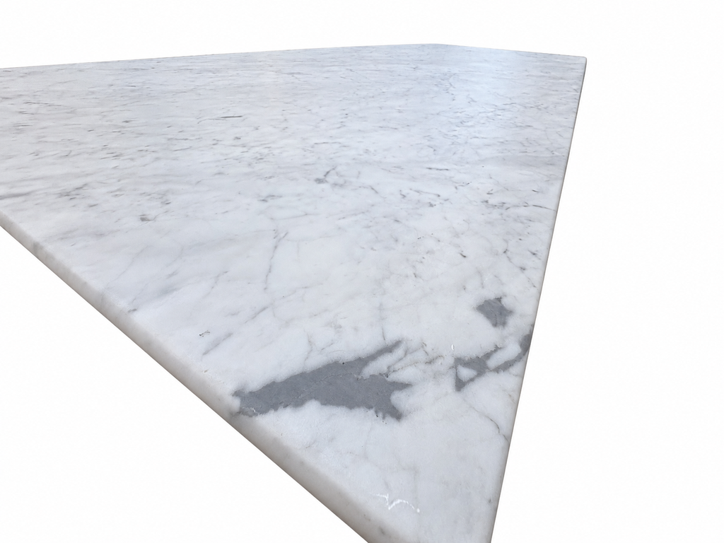 RH Aero Stone Rectangular Dining Table – 120" | Italian Carrara Marble Top | Cast Iron Pedestal Base