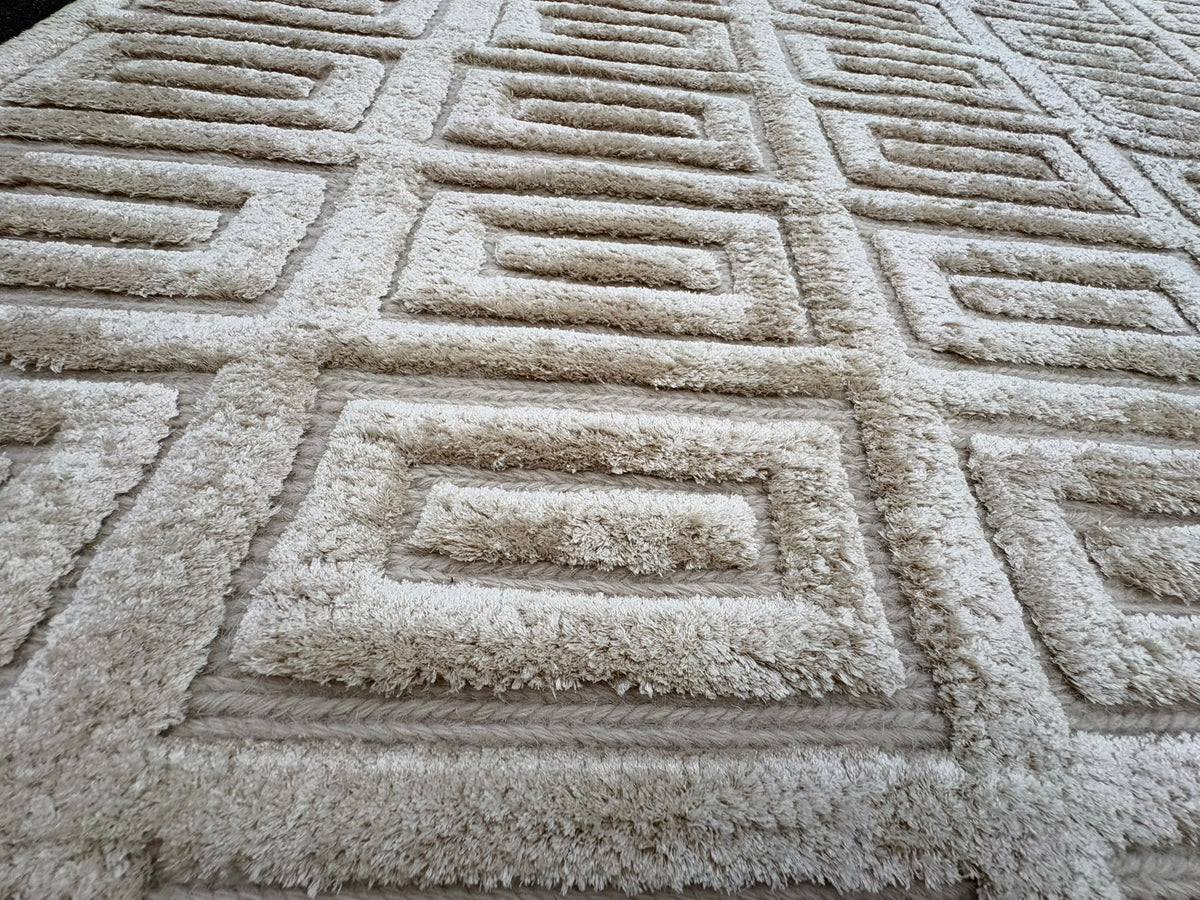 RH Rajouri Silk & Wool Rug – 9' × 12' Sand | Hand-Knotted Silk & Wool | Hand-Carved | Made in Nepal
