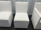 Curated Set of Four RH Ellison Fabric Dining Chairs
Perennials® Performance Textured Linen Weave — White
Recessed Caster Bases