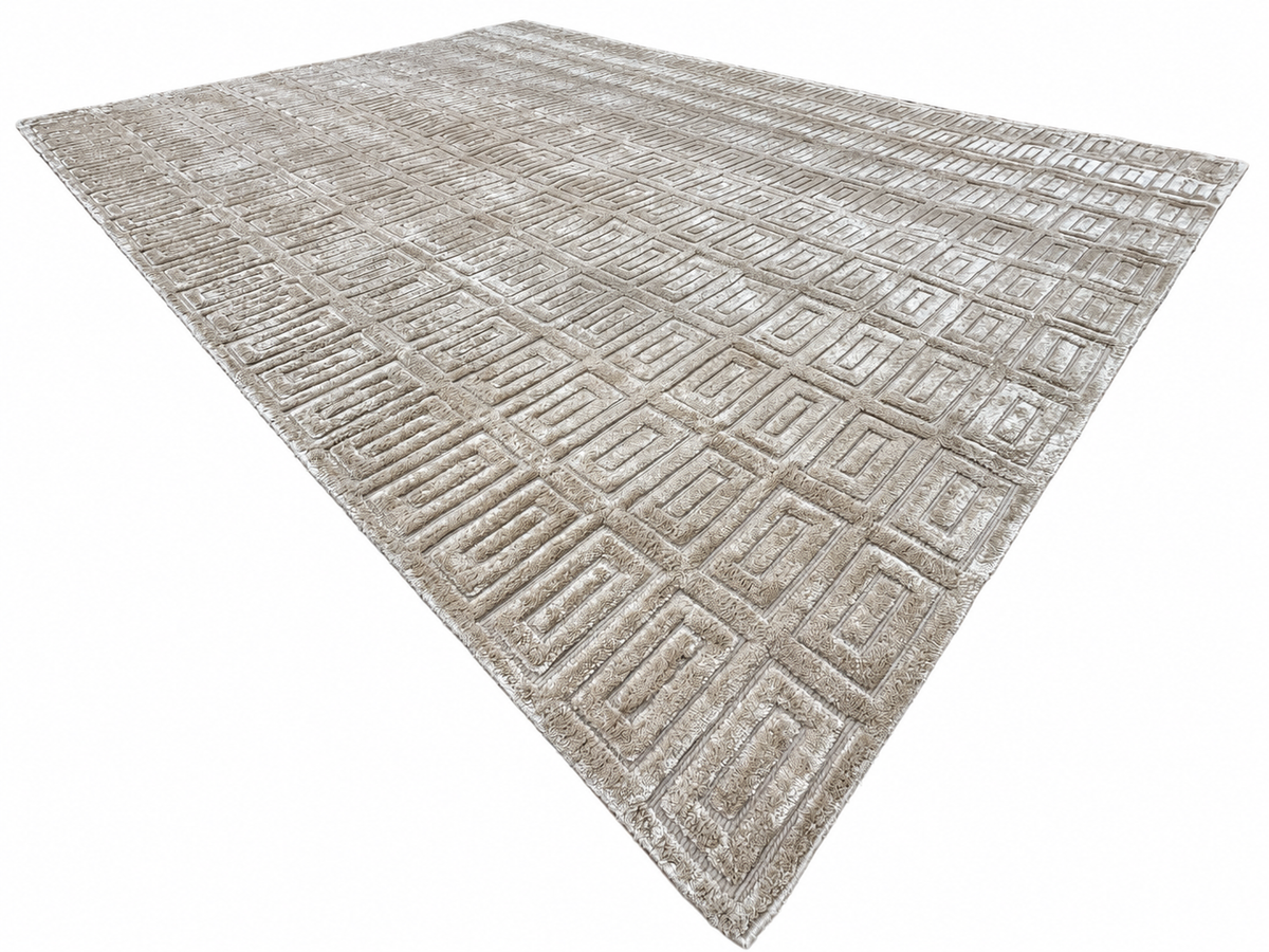 RH Rajouri Silk & Wool Rug – 9' × 12' Sand | Hand-Knotted Silk & Wool | Hand-Carved | Made in Nepal