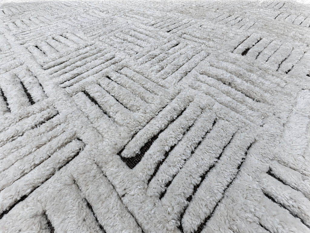 RH Basanti Rug – 9' × 12' Marled Ivory/Charcoal | Hand-Knotted Wool Blend | Contemporary Himalayan-Inspired Design (Rug 2)