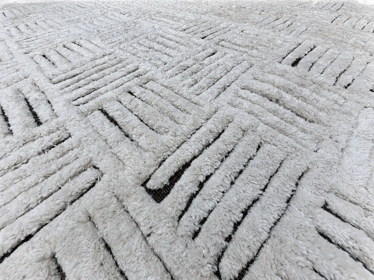 RH Basanti Rug – 9' × 12' Marled Ivory/Charcoal | Hand-Knotted Wool Blend | Contemporary Himalayan-Inspired Design (Rug 2)