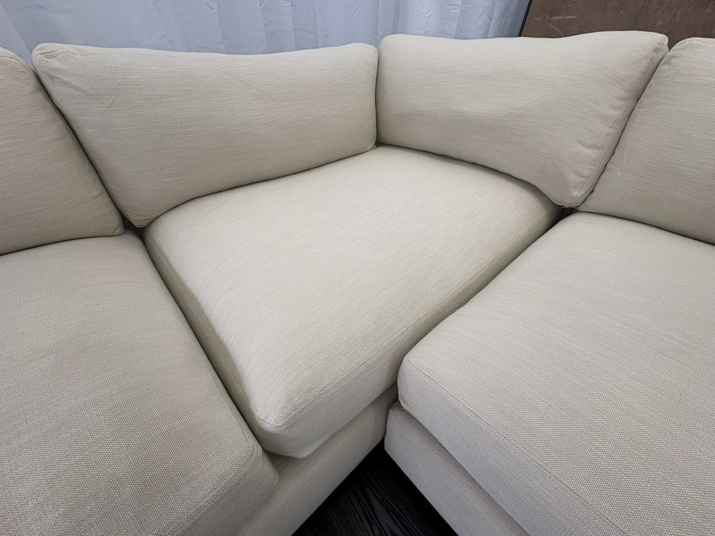 RH Maxwell Left-Arm L-Sectional | Classic | Down | Perennials® Performance Textured Linen Weave – Dune
