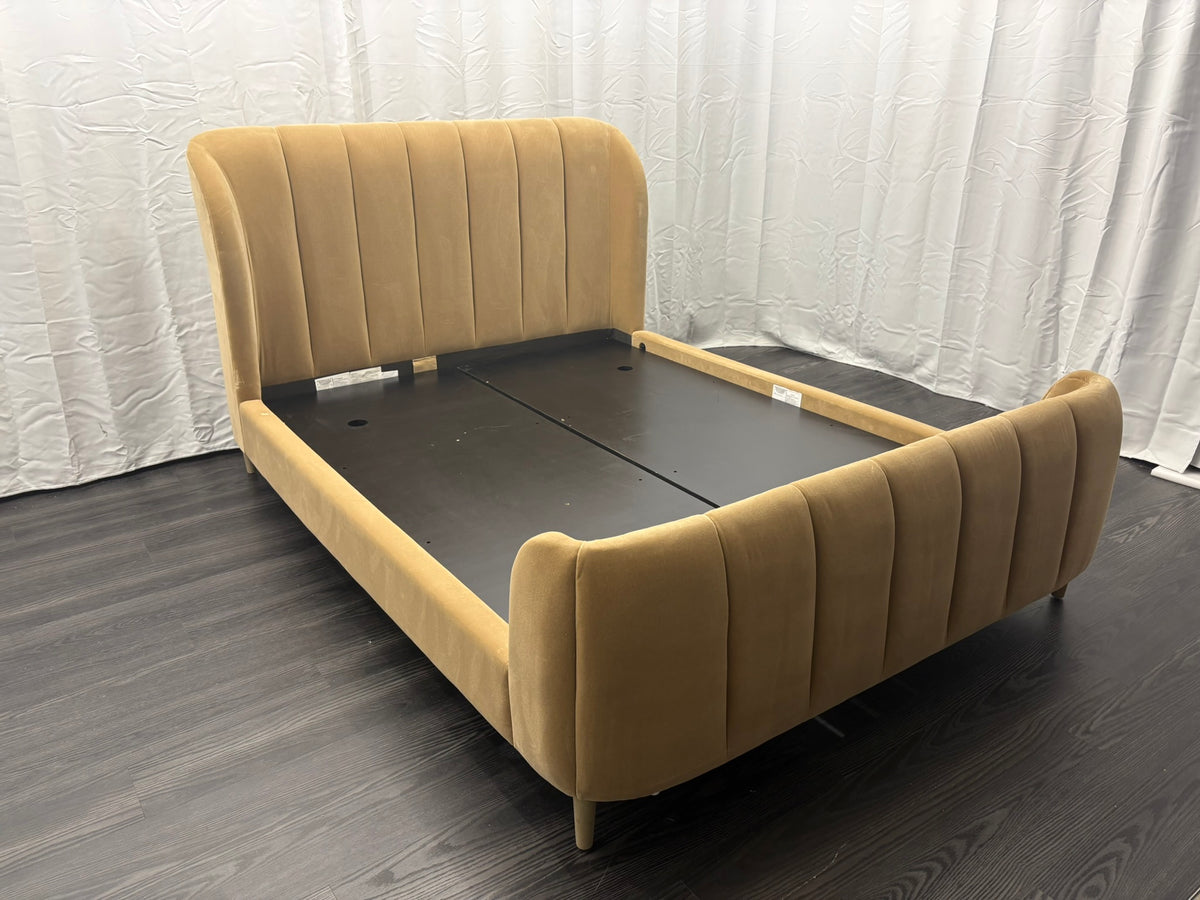 RH Valentina Upholstered Bed — Queen | Camel Performance Velvet