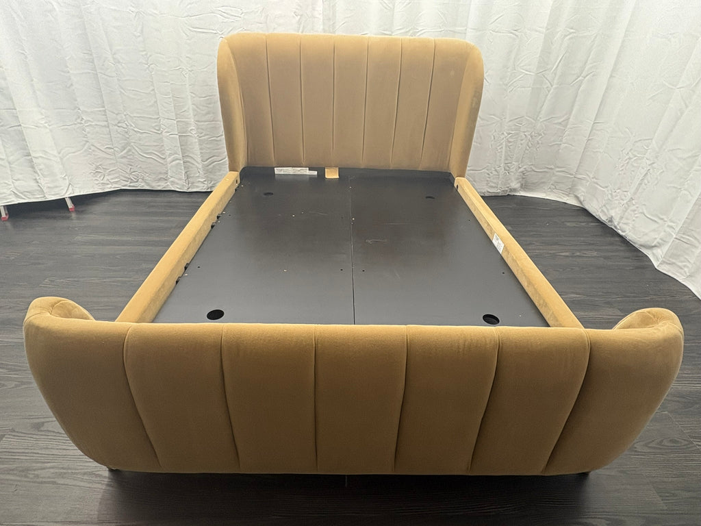 RH Valentina Upholstered Bed — Queen | Camel Performance Velvet