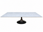RH Aero Stone Rectangular Dining Table – 120" | Italian Carrara Marble Top | Cast Iron Pedestal Base