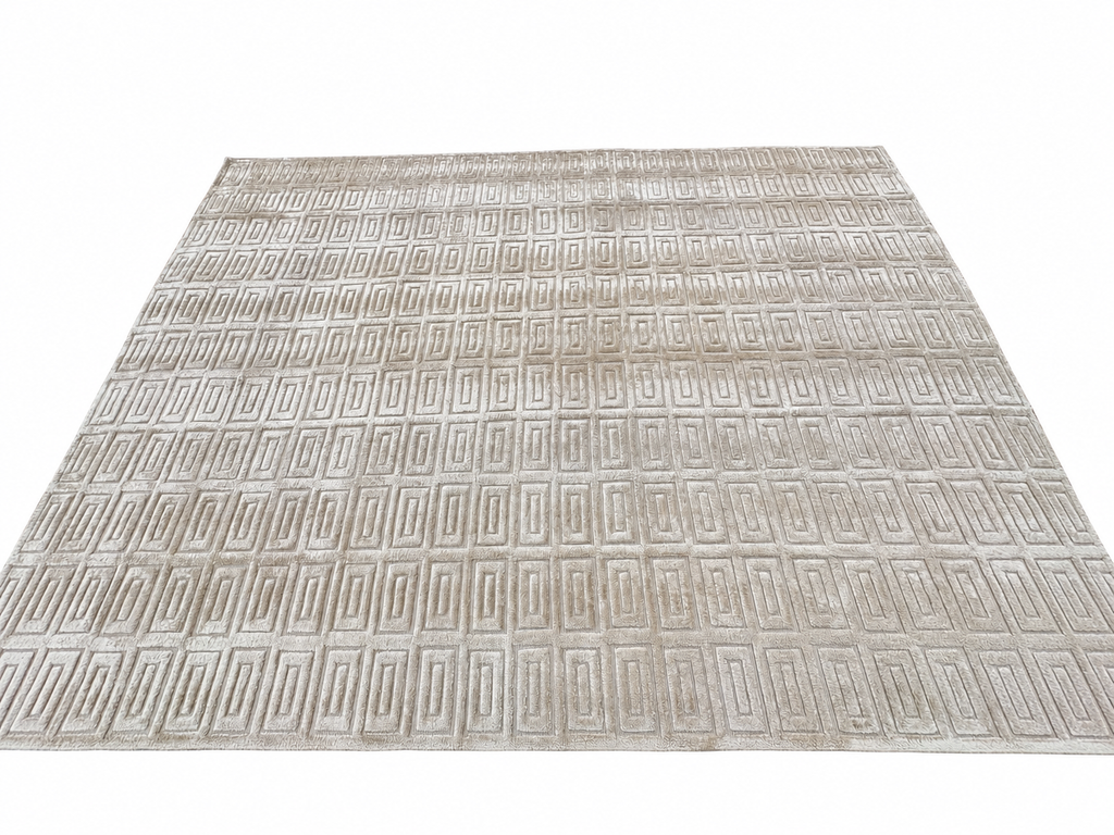 RH Rajouri Silk & Wool Rug – 9' × 12' Sand | Hand-Knotted Silk & Wool | Hand-Carved | Made in Nepal
