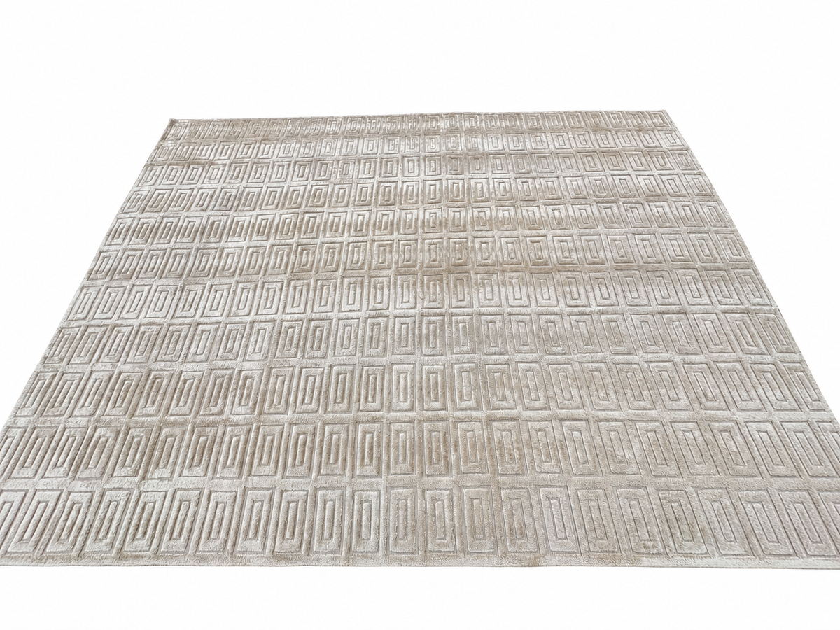RH Rajouri Silk & Wool Rug – 9' × 12' Sand | Hand-Knotted Silk & Wool | Hand-Carved | Made in Nepal